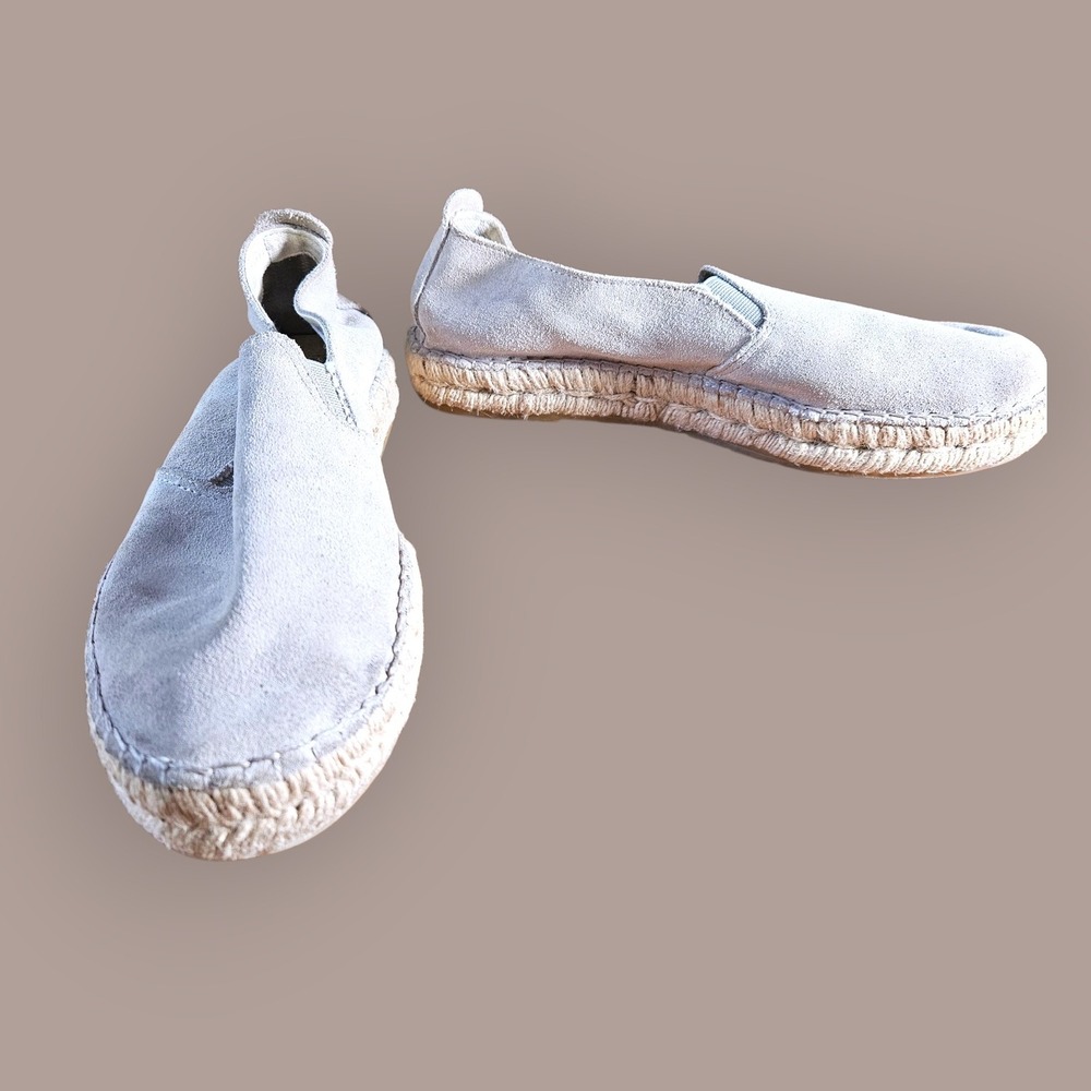 Fabiolas Espadrilles Women's Slip On Shoes Size 39/US 8.5 Gray Suede Leather